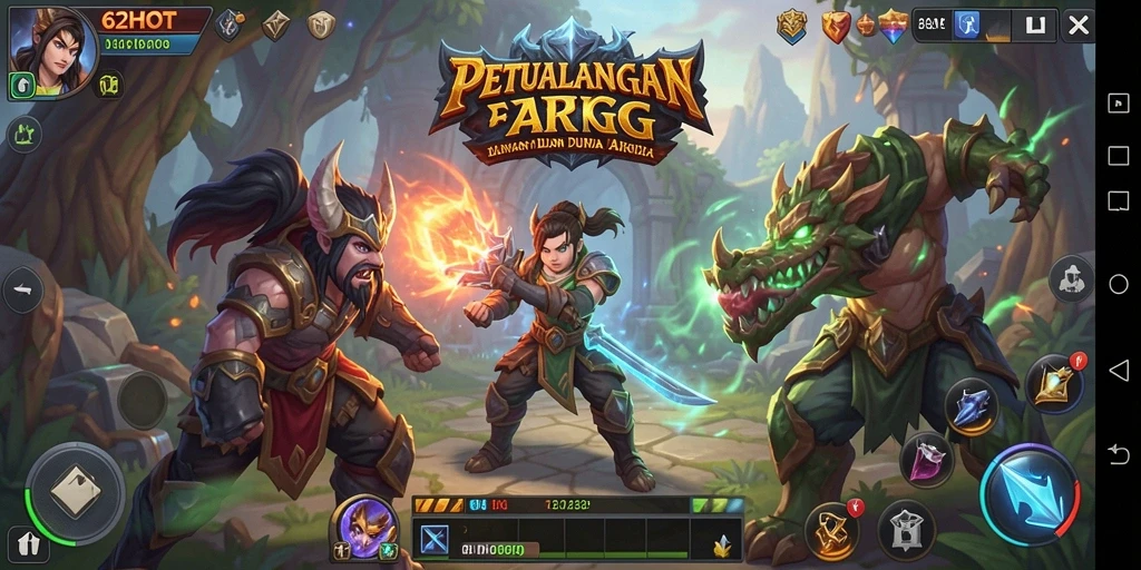 Tampilan gameplay ARPG 62HOT yang dinamis dan seru.