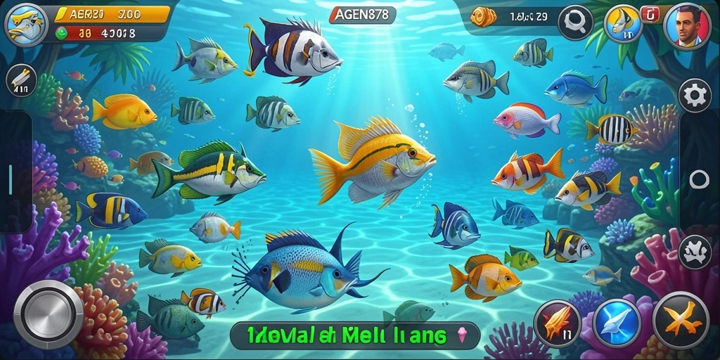 Screenshot gameplay AGEN878 yang menampilkan suasana Tembak Ikan.