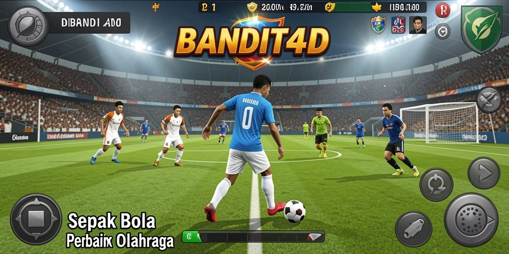 Tampilan gameplay menarik dengan suasana pertandingan sepak bola nyata.
