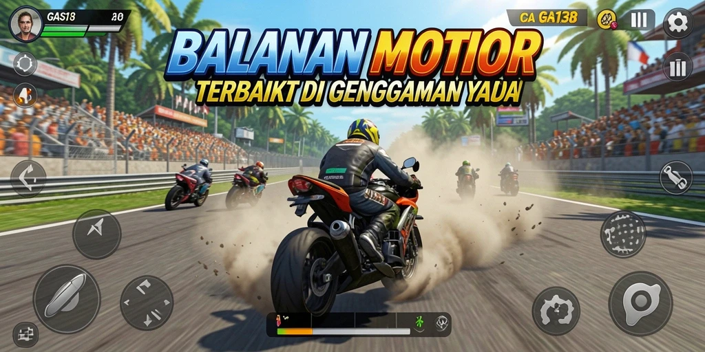 Screenshot menampilkan gameplay balapan motor yang seru dan mendebarkan.