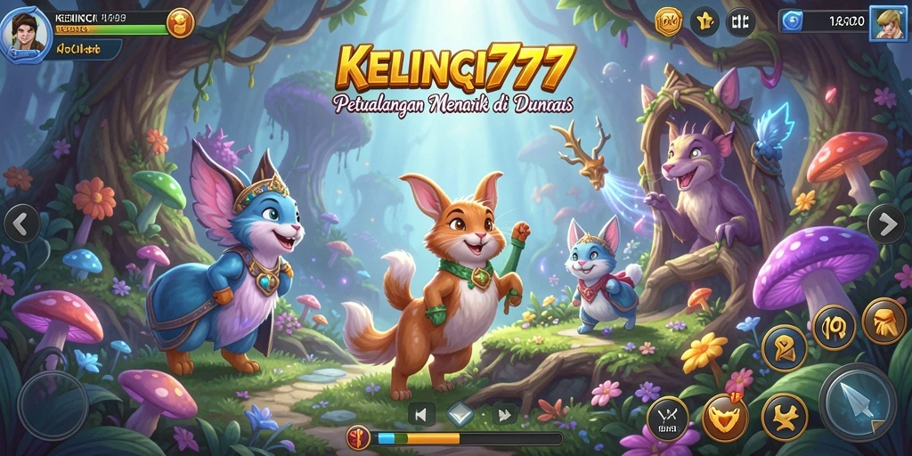 Screenshot KELINCI777 menampilkan gameplay petualangan yang seru dan penuh warna.