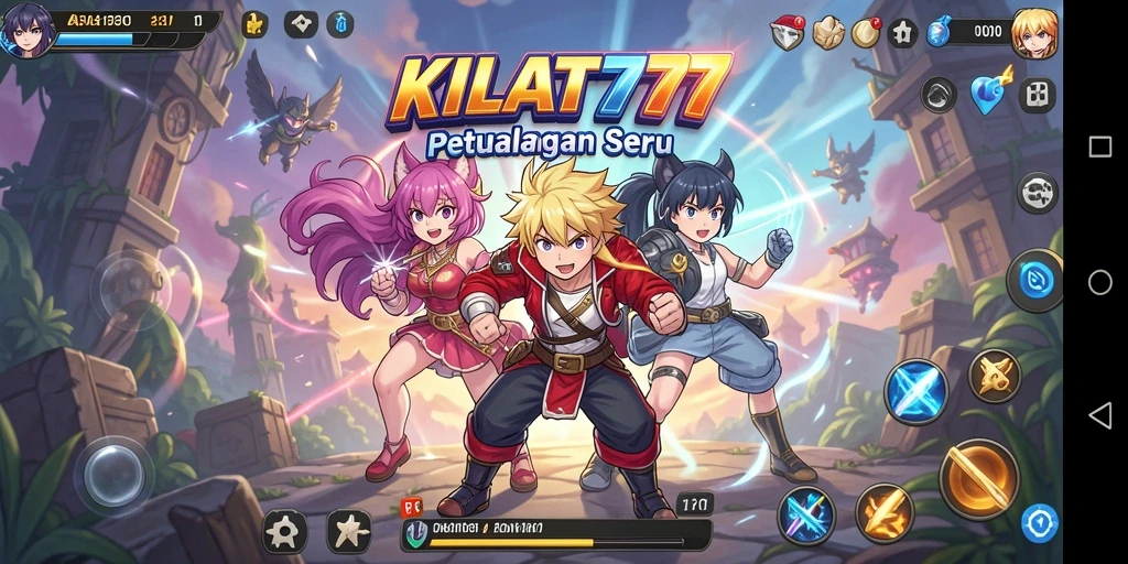Tampilan gameplay seru dalam KILAT777 dengan karakter anime favorit.