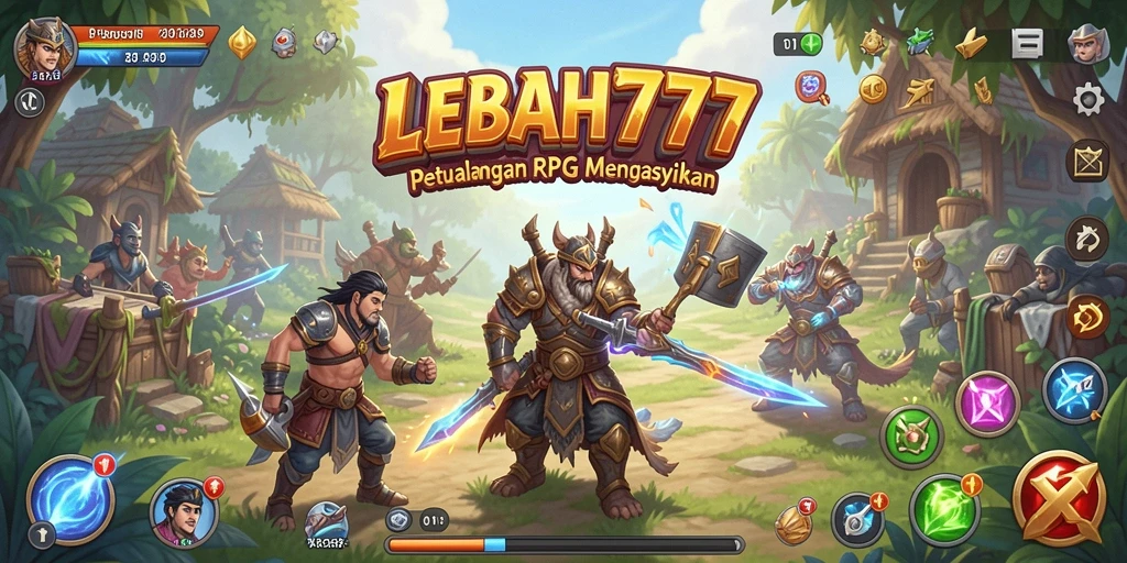 Tampilan gameplay seru LEBAH777 dengan karakter RPG yang menarik.