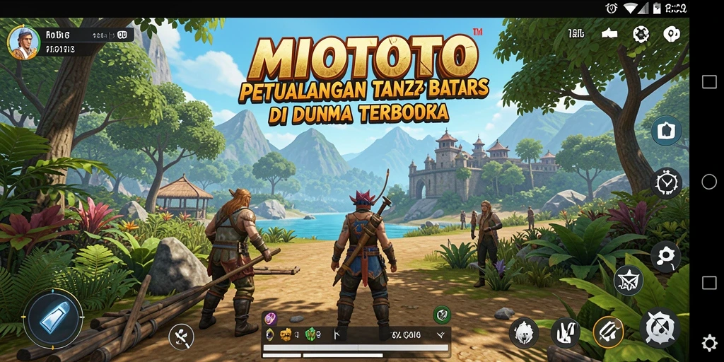 Screenshot MIOTOTO menampilkan pemain menjelajahi dunia terbuka yang megah.