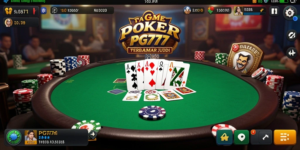 Screenshot PG777 menampilkan aksi permainan Poker yang mendebarkan.