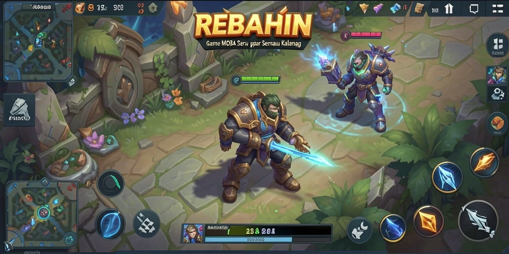 Screenshot gameplay REBAHIN yang menunjukkan aksi pertempuran tim.
