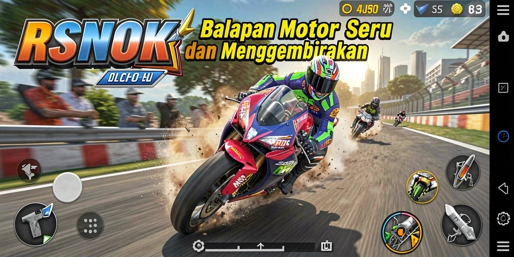 Screenshot gameplay balapan motor yang mengasyikkan di RSNOK.