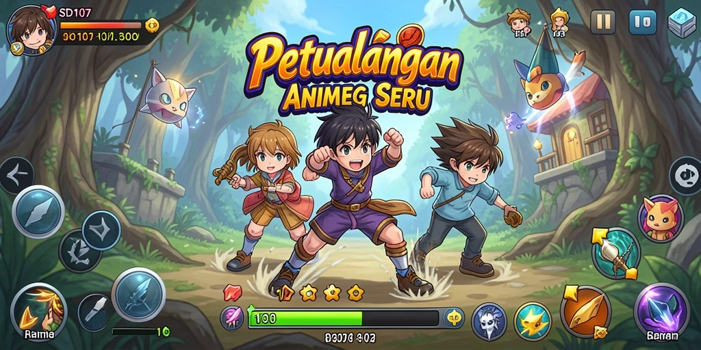 Tangkapan layar utama dari SD107 yang menunjukkan aksi dalam gameplay Anime.